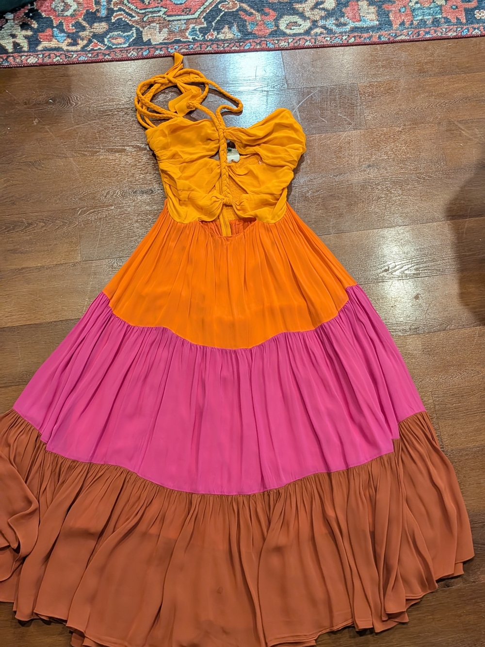 FARM Rio Orange, Pink & Brown Tiered Maxi Dress - Picture 2 of 8